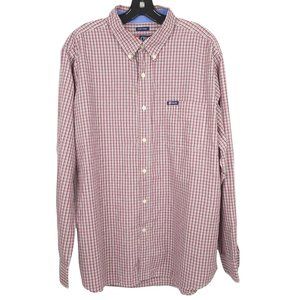Chaps Long Sleeve Button Up Shirt Mens Size XL Red Plaid Check Easy Care